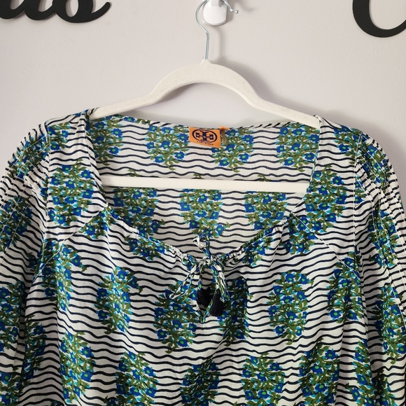 Tory Burch‎ Evaline Floral Voile Long Sleeve Blouse Size 2 - Picture 5 of 13